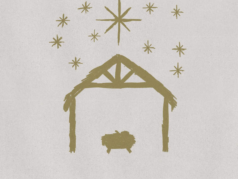 A graphic of Jesus in the manger
